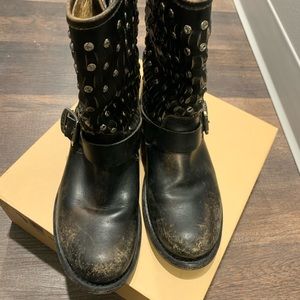 Frye Jenna Black Stone Antiqued Boots Size 7.5 B